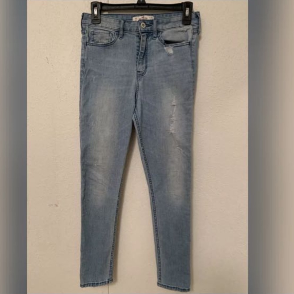 HOLLISTER WOMEN JEANS PALE BLUE BLEACHED SLIM
